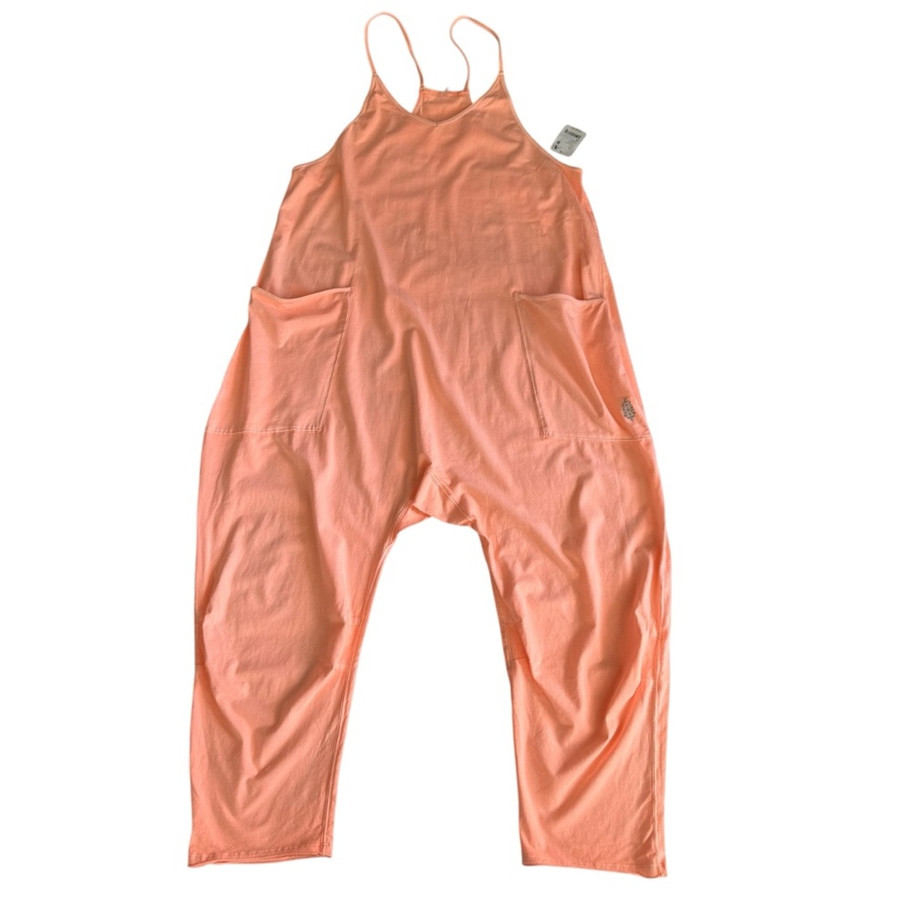 Free People Movement Hot Shot Onesie Romper Peach Athleisure Pockets Size Medium - Picture 2 of 6